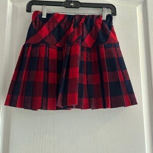 Red and Blue Pleated Skirt